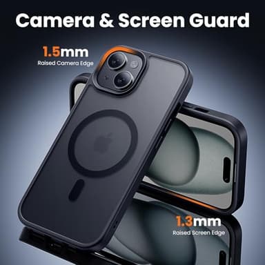 toushion 3 in 1 for iPhone 15 Case with MagSafe, Screen Protector*1 Camera Lens Protector*1,Matte Skin Feeling Back Cover Military-Grade Protection for iPhone 15 Phone Case 6.1 inch Matte Black - Image 5