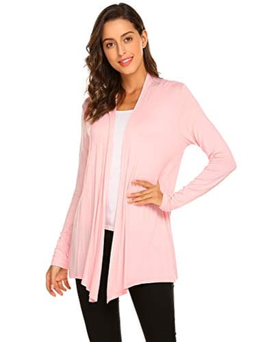 Newchoice Womens Dressy Casual Long Sleeve Open Front Cardigan Sweaters Soft Drape Summer Lightweight Cardigan (Light Pink, M) - Image 5
