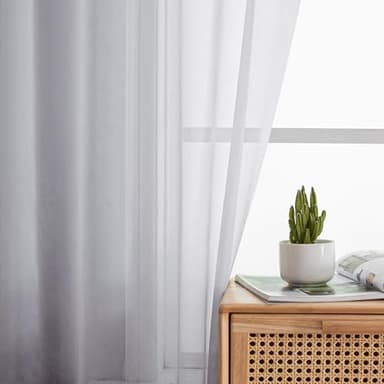 Simplebrand Light Grey Sheer Curtains 84 Inches Long, Light Filtering Rod Pocket Solid Color Window Sheer Curtain Panels, Elegant Curtains & Drapes for Living Room, Bedroom 2 Panels (42" W x 84" L) - Image 3