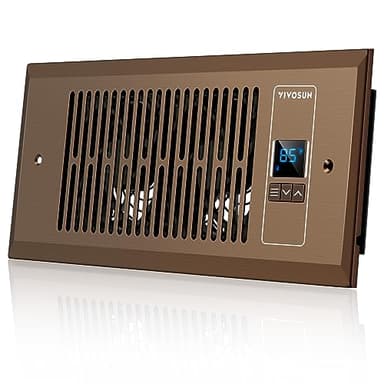 VIVOSUN Quiet Register Booster Fan 4”×10”, Smart Register Vent with Intelligent Thermostat Control, Cooling Heating AC Vent Booster Fan, Brown - Image 1