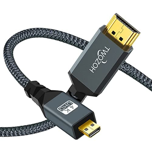 Twozoh 4K Micro HDMI to HDMI Cable 1FT, Short High-Speed Full HDMI to Micro HDMI Braided Cord Support 3D 4K/60Hz 1080p - Image 1