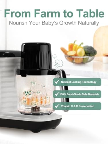 MOMYEASY Baby Food Maker, Multifunction Processor Chopper Grinder, Baby Food Steamer and Puree Blender in-One, with Bottle Warmer, Auto Cooking & Grinding with Touch Control Panel - Image 2