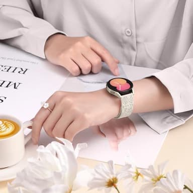 SNBLK Floral Engraved Bands Compatible with Samsung Galaxy Watch 7 Band 6 5 4 Active 2 40mm 44mm/5 Pro/Watch 6/4 Classic, 6Pack 20mm Cute Flower Soft Silicone Sport Strap for Samsung Watch Bands Women - Image 6