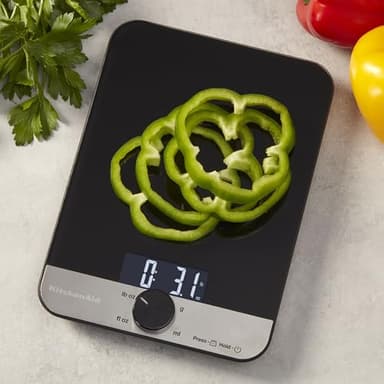 KitchenAid KQ908 Glass Surface 11 Pound Capacity Digital Kitchen and Food Scale, Black - Image 3