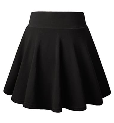 DJT Women's Basic Versatile Casual Stretchy Flared Pleated Mini Skater Skirt with Shorts X-Large Black - Image 4