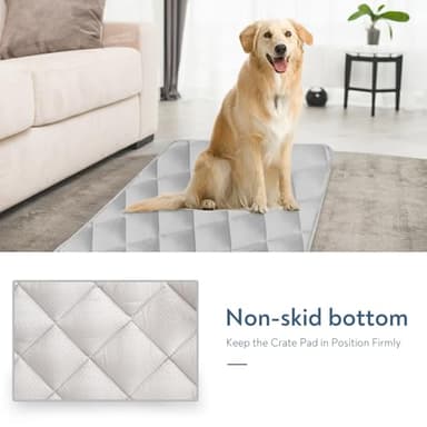 Magik & Kover Dog Crate Pad 2 Pack (48" x 30"), Soft Dog Crate Mat with Anti-Slip Bottom, Machine Washable Kennel Pad, Fits 48 Inch Crate, Grey - Image 6
