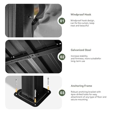 Aoxun 12FT X 16FT Hardtop Gazebo, Outdoor Pergolas with Mosquito Netting and Curtains, Galvanized Steel Double Roof Permanent Aluminum Gazebo, for Gardens, Decks, Patios, Parties - Image 7