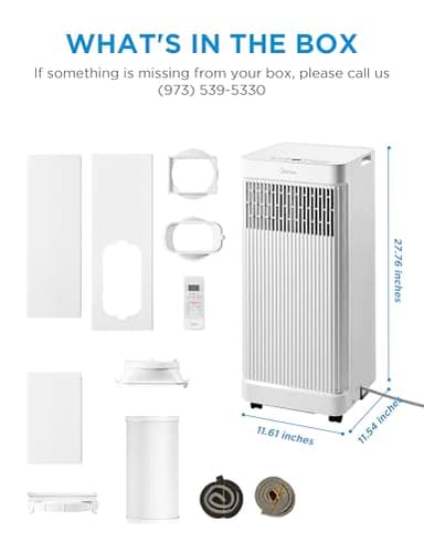 Midea 10,000 BTU ASHRAE (7,100 BTU SACC) Portable Air Conditioner, Smart Control, Cools up to 300 Sq. Ft., with Dehumidifier & Fan mode, Easy- to-use Remote Control & Window Installation Kit Included - Image 7