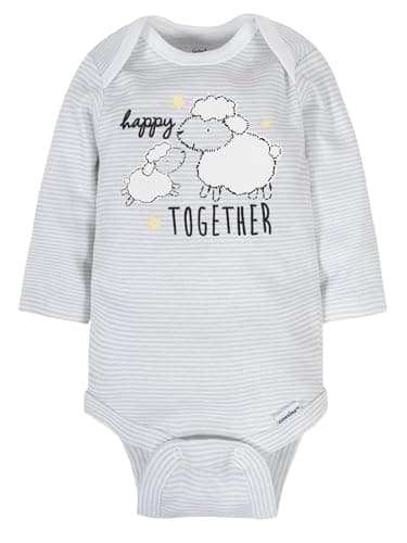 GerberUnisex Baby6 Pack Long-Sleeve Onesies BodysuitSheepPreemie - Image 4