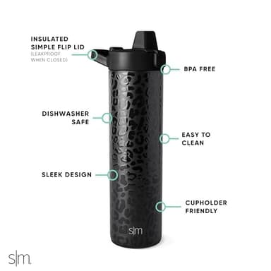 Simple Modern Filtered Water Bottle | Insulated Stainless-Steel Carbon Filter Travel Water Bottles | Reusable for Clean Drinking Water On The Go | 24oz, Black Leopard - Image 2