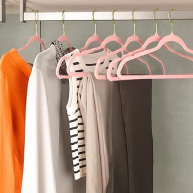 TGHYR Velvet Clothes Hangers Pink Non-Slip Felt Hangers 22 Pack with Shoulder Notches 360° Swivel Gold Hook Heavy Duty Coat Hangers for Closet Ultra Slim Space-Saving Hangers for Suits Shirts Dress - Image 7