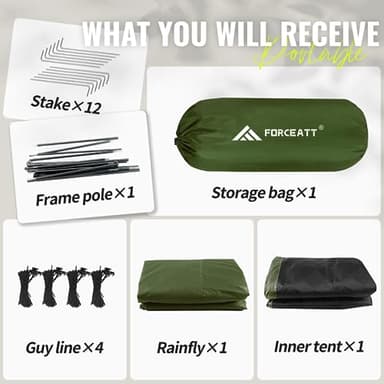 Forceatt Tent 2-3 Person Camping Tent, Waterproof and Windproof 3-4 Seasons Ultralight Backpack Tent, can be Installed Immediately, Suitable for Hiking, Camping, Outdoor (2-Person-Dark Green) - Image 4