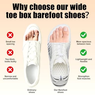 Hike Barefoot Shoes for Women Men Breathable & Non-Slip Athletic Footwear Wide Toe Water Shoes,Designed for Walking,Running&Swimming White - Image 6