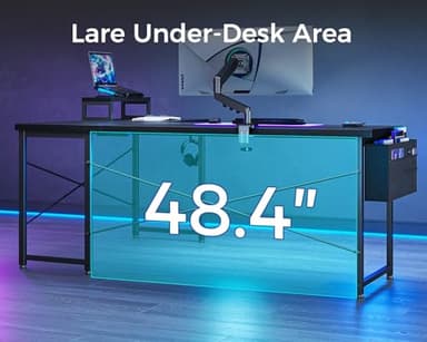 ODK L Shaped Desk, 66" Computer Corner Desk, Gaming Desk, Home Office Writing Desk with Monitor Shelf, Space-Saving Workstation Desk, Modern Simple Wooden Table, Easy to Assemble, Black - Image 6