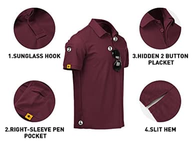 V VALANCH Wine Red Polo Shirts for Men Short Sleeve Summer Collared Golf Polo Athletic Shirts - Image 4