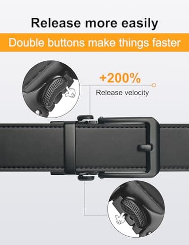 JUKMO 1.5" (38mm) Leather Ratchet Belt for Men in Gift Box (Black, X-Large) - Image 4