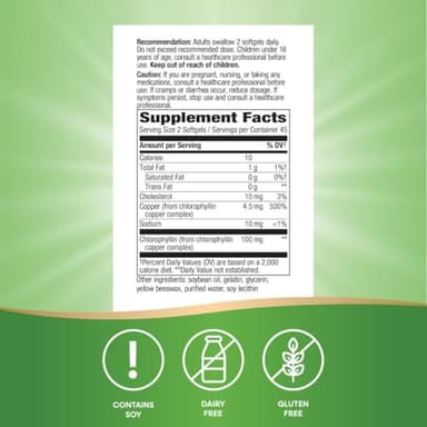 Nature’s Way Chlorofresh Chlorophyll Concentrate, Chlorophyll Supplements, Supports Detox Pathways* & Healthy Skin*, Chlorophyllin Copper Complex, Internal Deodorant*, 90 Softgels (Packaging May Vary) - Image 5