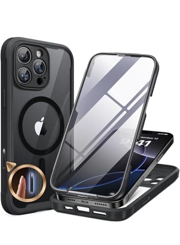 Miracase Magnetic for iPhone 16 Pro Max Case 6.9'' [Compatible with MagSafe] Full-Body Phone case with Built-in Glass Screen Protector& Camera Protector,Drop Proof 16 Pro Max Cover,Black - Image 1