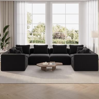 Novilla Modular Sectional Sofa, Modern Cloud Sectional Couch with Smarts Coil™ Support, U-Shape Upholstered Boneless Couch for Living Room Apartments Bedroom, No Assembly Required (6 Seater) - Image 1