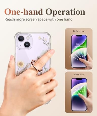 GVIEWIN Floral Cell Phone Ring Holder, Metal Kickstand Grip 360° Rotation Compatible with iPhone 17/16/15/14/Pro Max/Air/Plus Series & Galaxy S25/S24 Ultra and Other Phones (Vibrant Spring/Purple) - Image 7