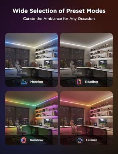 Govee COB LED Strip Light Pro, LED Lights for Bedroom Compatible with Alexa, Google Assistant and Matter, RGBICW Light with Warm White, Smart Strip Light, LED Lights for Bedroom, Color Changing, 9.8ft - Image 4