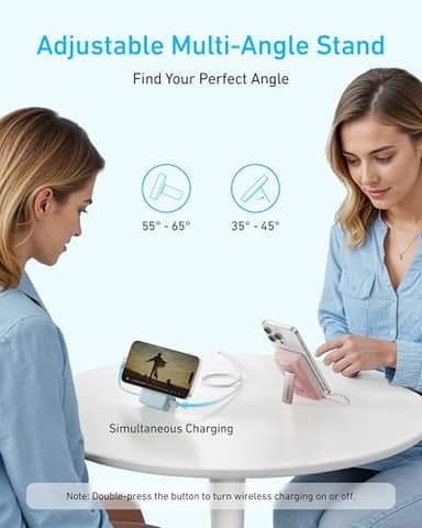 Anker Zolo Magnetic Power Bank, 10,000mAh Wireless Portable Charger with 30W Max Fast Charging, Battery Pack with Built-in USB-C Cable and Adjustable Stand, for iPhone 16/15 Series, AirPods, and More - Image 4