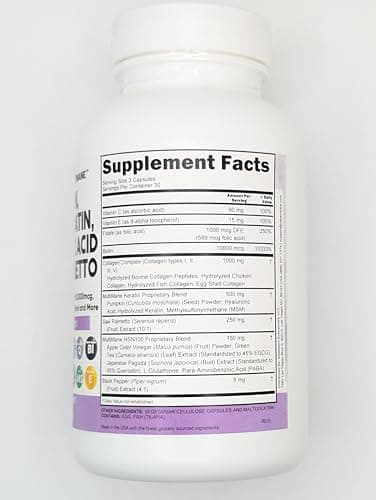 Clean Nutraceuticals Collagen Pills 1000mg Biotin 10000mcg Keratin Saw Palmetto Hyaluronic Acid - Hair Skin & Nails Vitamins & DHT Blocker with Vitamin E Folic Acid Pumpkin Seed MSM - 90 Count - Image 5
