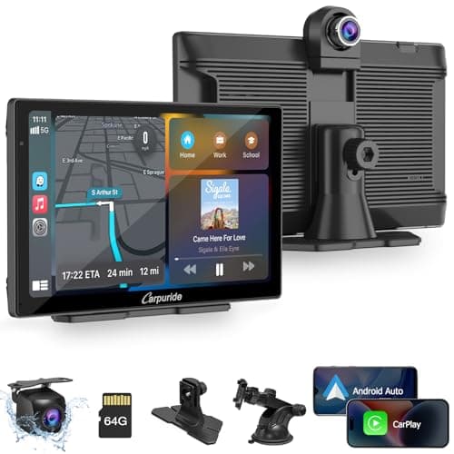 CARPURIDE W905 Portable Carplay & Android Auto, 9'' Touch Carplay Screen for Car, 4K Dash Cam,1080p Backup Camera, Car Play Navigation with Mirror Link/Siri/FM/Bluetooth/Light Sensor, for 12-24V - Image 1