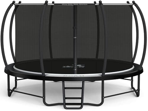 BCAN Trampoline 14FT Trampoline Outdoor with Enclosure for Kids Adults-Black-2025 - Image 1