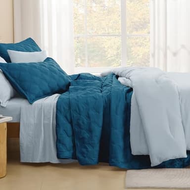 Litanika Queen Size Quilt Bedding Set Teal - Full Lightweight Comforter Bedspreads & Coverlets Turquoise - Bedding Cover Bed Decor All Season - 3 Pieces (1 Quilt, 2 Pillowcases) - Image 3