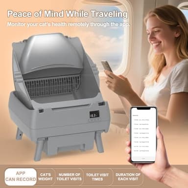 Automatic Cat Litter Box Self Cleaning - APP Control, Open-Style Design, Smart Health Monitor, Suitable for Medium Cats and Kittens, Safe Anti-Pinch, Quiet, A Lifelong Companion - Grey - Image 4
