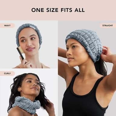 Kitsch Spa Headband for Women – Soft, Stretchy Skincare Headband for Washing Face, Makeup & Facials | Extra-Wide, Non-Slip for Beauty Routines & Self-Care - Misty Blue - Image 5