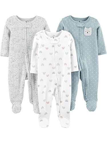 Simple Joys by Carter's Baby 3-Pack Neutral Sleep and Play, Bear/Llama/Rainbow, Preemie - Image 1