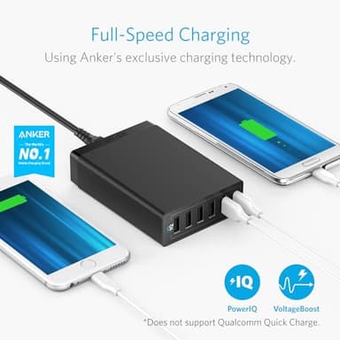 Anker Charger, 60W 6 Port USB Charging Station, PowerPort 6 Multi USB Charger for iPhone 14/13 Series, iPad Pro/Air/Mini, Galaxy S23/S22/S21, Note 20 Ultra, LG, HTC, and More - Image 3