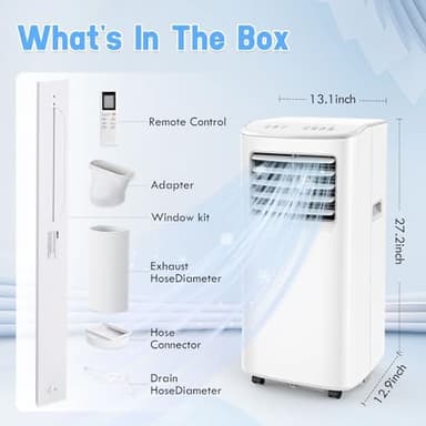 Spürbar 8500BTU Portable Air Conditioner 3-IN-1 with Fan&Dehumidifier AC unit with LED Remote Control up to 450 sq.ft. Room Air Conditioner with Sleep Mode,24H Timer,2 speed,Auto-evaporativ - Image 3