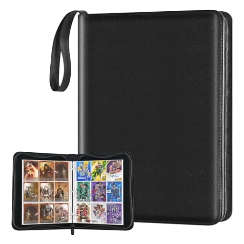 Xrunmix Trading Card Binder, 900 Pockets Card Sleeves with Zipper Card Display, Double Sided Pocket Sports Card Holder, Carry Case for Sports/Game Card(Black) (900 Pockets) - Image 1