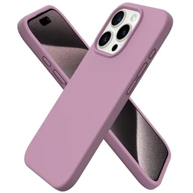 ORNARTO Compatible with iPhone 15 Pro Case 6.1", Liquid Silicone 3 Layers Full Covered Soft Gel Rubber Cover, Shockproof Protective Slim Phone Case with Anti-Scratch Microfiber Lining-Lilac Purple - Image 1