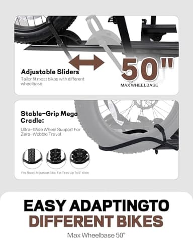 Young E-Bike Rack Hitch Mount Platform Style for Cars Trucks SUVs Minivans RV, fits E-Bike with Up to 5-inch Fat Tire, 200 lbs Capacity, Anti-falloff 360° Swirl Structure - Image 6