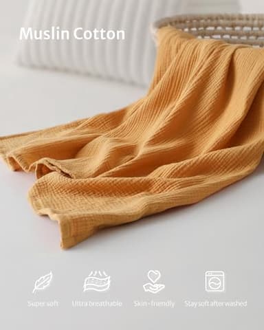 Blissful Diary Muslin Nursing Cover for Breastfeeding, Breathable Breastfeeding Cover up with Arch Neckline for Women, Nursing Apron (Retro Yellow) - Image 2