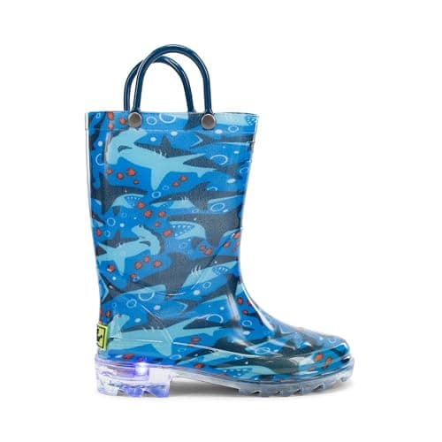 Western Chief Shark Chase Lighted Rain Boot, Blue, 6 - Image 1