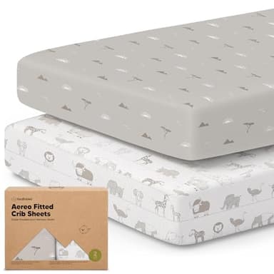 KeaBabies 2-Pack Fitted Crib Sheets for Boys, Girls, Baby - Soft Bamboo Viscose Cotton, 52x28 Standard Crib Mattress Sheets, Toddler Bed Mattress Cover, Gender Neutral, Breathable, Durable (Savannah) - Image 1