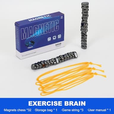 Magnetic Chess Set with 32 Travel-Stones, 3 String & Portable Storage Bag, Strategy Board Game for Family Game Night, Indoor Outdoor Use for Kids Adults (Age 9+) - Image 4