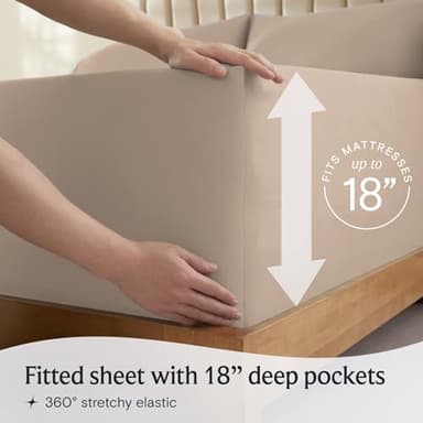 LuxClub 4 PC Queen Sheet Set, Breathable Luxury Bed Sheets, Deep Pockets Wrinkle Free Cooling Sheets Machine Washable Hotel Bedding Silky Soft - Light Khaki Queen - Image 7