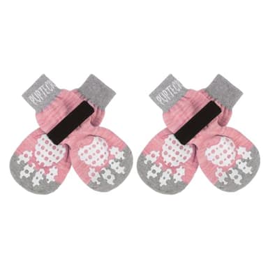 PUPTECK Anti-Slip Dog Socks with Double Sides Grips for Small Medium Large Dogs Hardwood Floors Prevents Licking, Dog Shoes for Hot Pavement Traction Control Paw Protector for Senior Dogs, Pink XS - Image 1