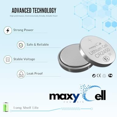 MaxyCell 2450 CR2450 Lithium Coin Cell Battery 3V High-Capacity Long-Lasting Reliable Power for Watches, Key Fobs, Fitness Trackers, Medical Devices, Thermometers, Leak-Proof Design DL2450 (6 Pack) - Image 6