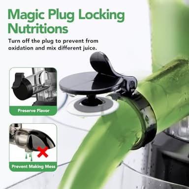 Aeitto Cold Press Juicer, Juicer Machines with Large Feed Chute, Large Capacity, Slow Masticating Juicer for Fruits and Vegetables, Self Feeding for Juice Extractor,BPA-Free, Black - Image 2
