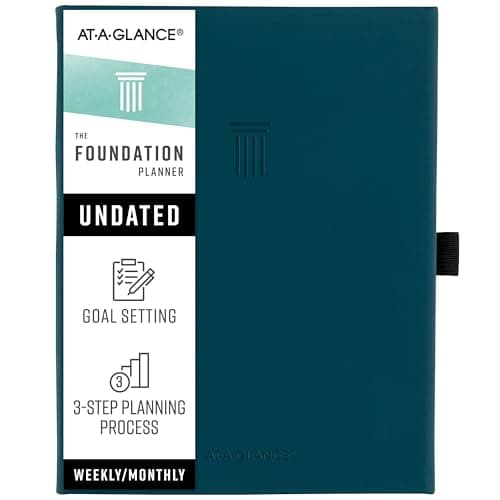 AT-A-GLANCE Foundation Planner, Undated Inspiration Journal, Set Goals, Track Progress, Create Habits, Weekly & Monthly, Small, 5-3/4" x 8-1/4", Blue (FD-200-20) - Image 1
