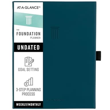 AT-A-GLANCE Foundation Planner, Undated Inspiration Journal, Set Goals, Track Progress, Create Habits, Weekly & Monthly, Small, 5-3/4" x 8-1/4", Blue (FD-200-20) - Image 1