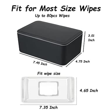 Wipes Dispenser, Wipe Holder for Baby & Adult, Seposeve Refillable Wipe Container, Keeps Wipes Fresh, Far from Dirty Wipes, Easy Open/Close Wipes Pouch Case, Black - Image 3