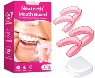 Mouth Guard for Grinding Teeth at Night, Thin Mouthguard for Women, Upgraded Night Guards for Clenching Teeth, Pack of 4 Pink Moldable Bite Dental Guards for Bruxism, 2 Sizes with One Travel Case - Image 3